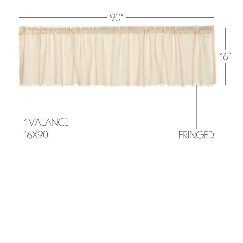 Cotton Tailored Window Valance, 16" W x 90" L, Natural Cream