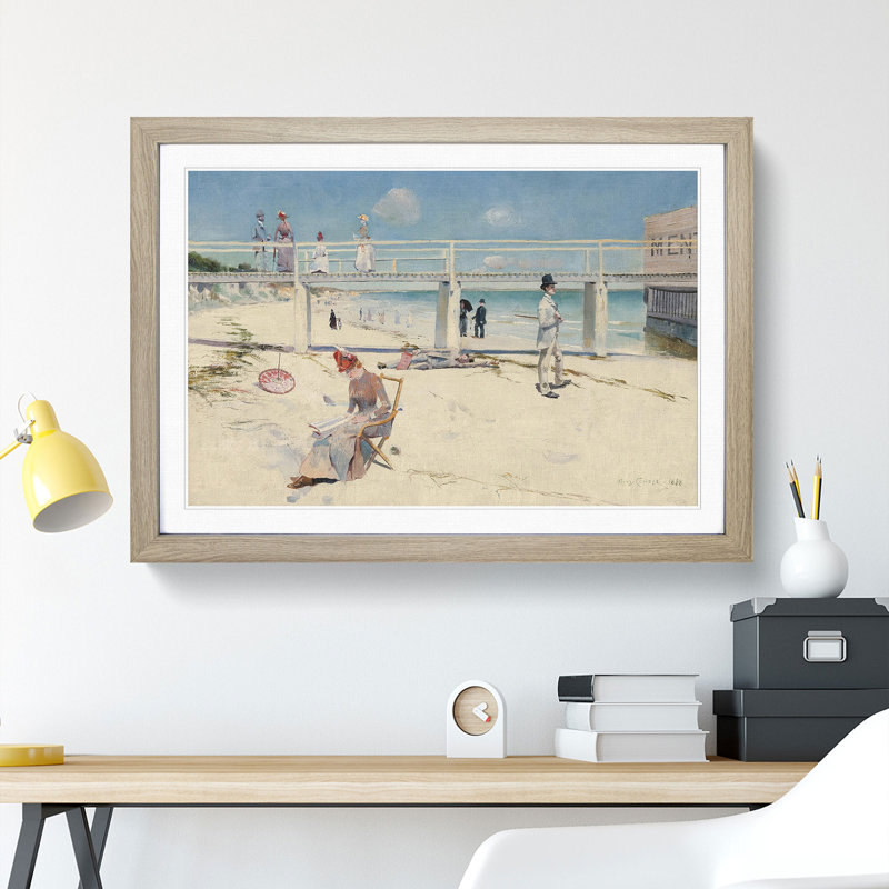 A Holiday at Mentone by Charles Conder - Picture Frame Painting, Oak Framed, 36cm H x 48cm W x 2cm D