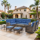 8 - Person Outdoor Wicker Patio Sectional Seating Group With Cushions