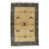 Hand-Knotted High-Quality Gray and Beige Area Rug