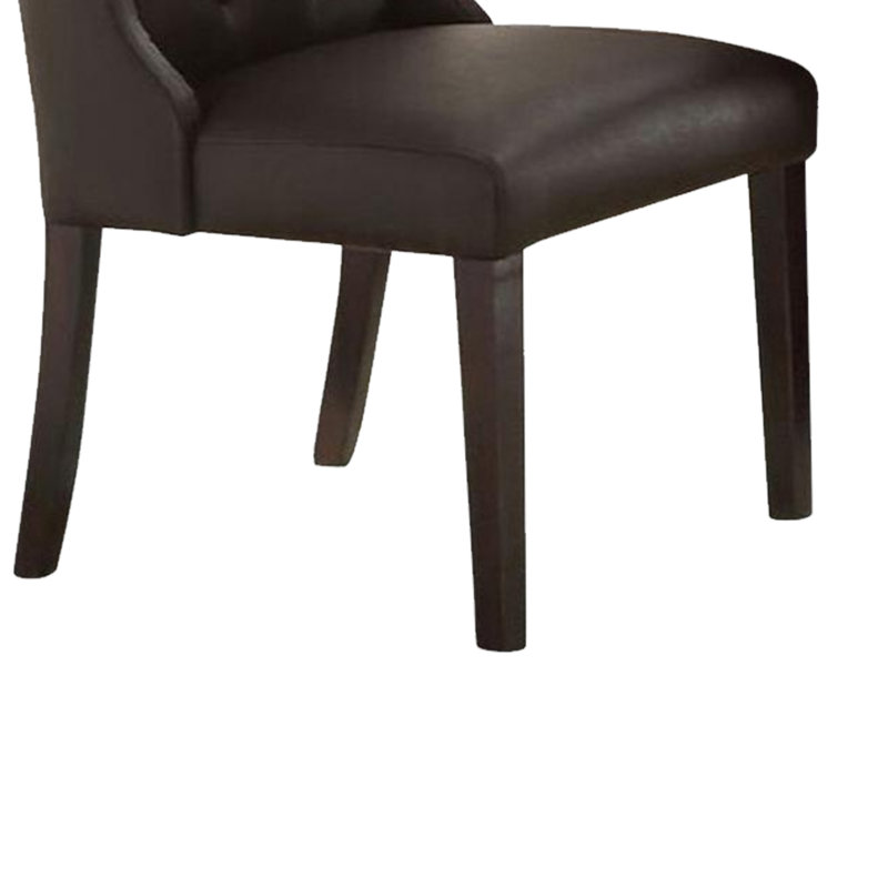 Bratton Tufted Faux Leather Upholstered Side Chair, Dark Brown