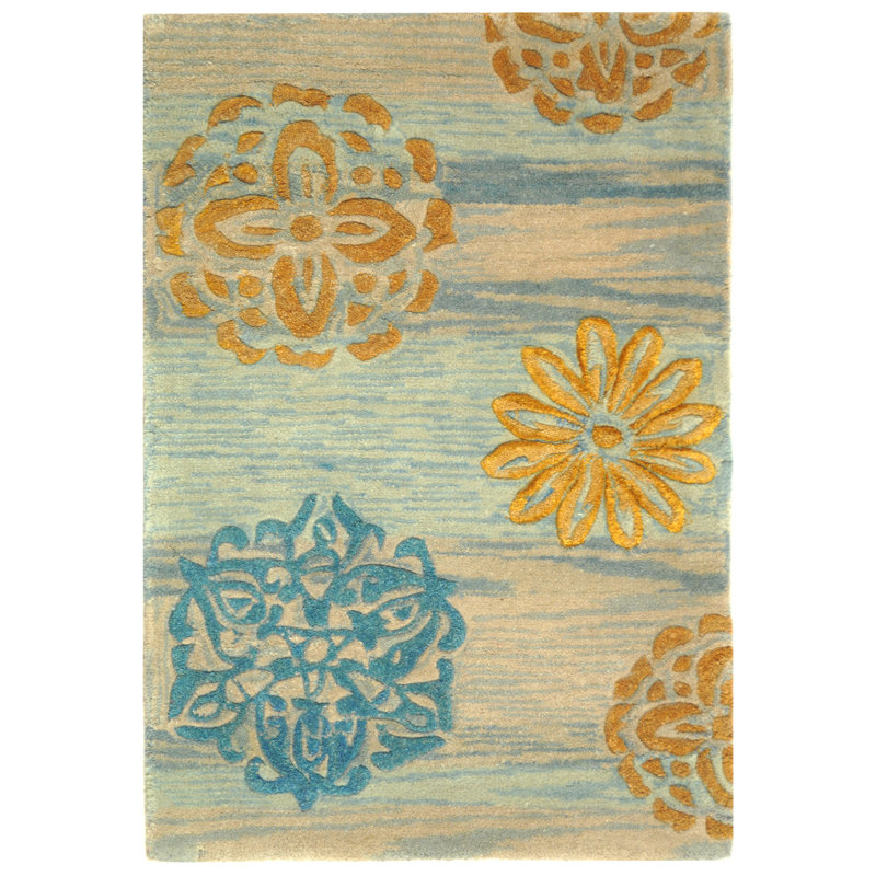 Charbonneau Drive Hand Tufted Wool Pile Floral Rug, Rectangle 2' x 3'