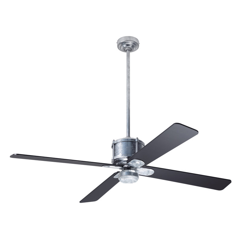 Industry Downrod Ceiling Fan, Black, Galvanized, Wall/Remote Combo Control