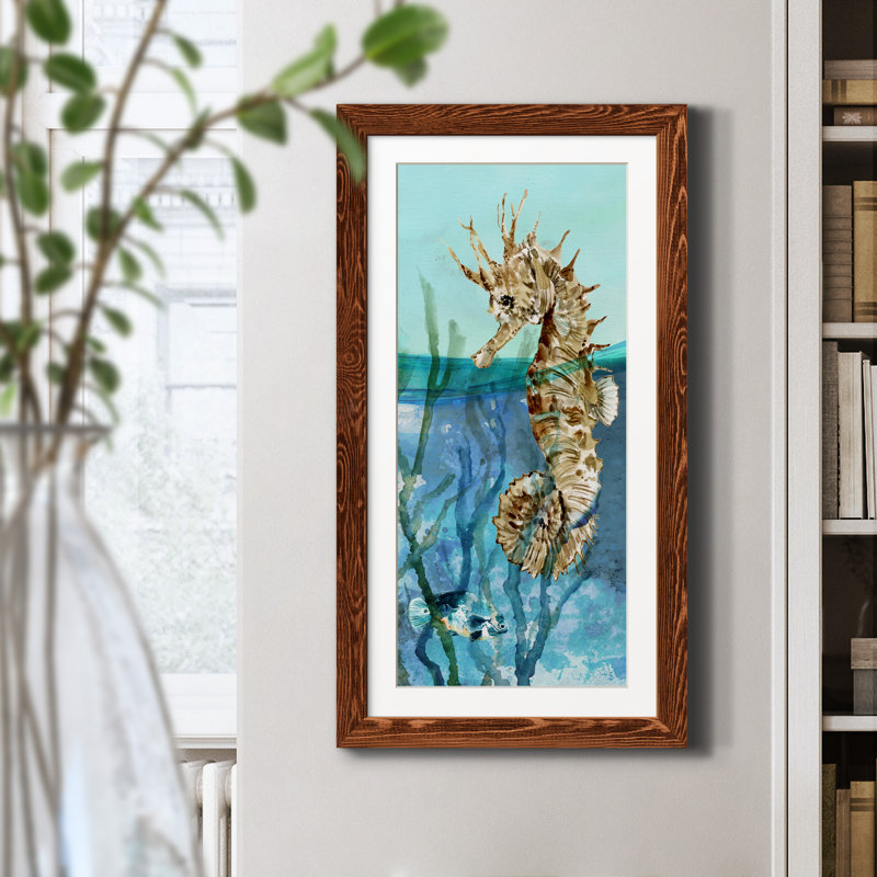 Delray Seahorse I - Peinture sur toile encadrée, Érable