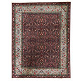 Hand Knotted Wool Oriental Area Rug in Plum And Ivory