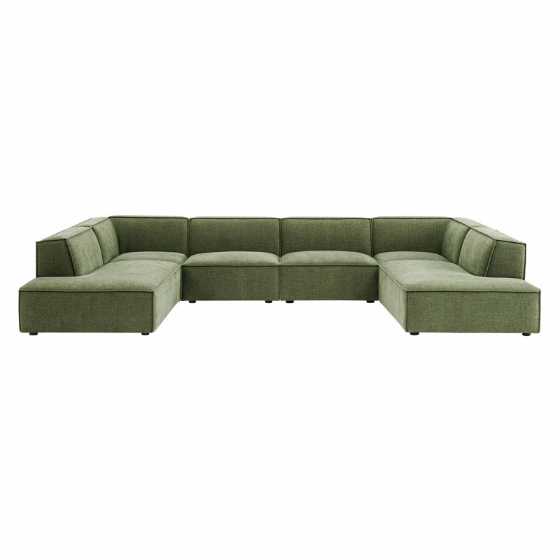 Canapé modulaire rembourré en U 6 pièces Bange Performance, Tissu feuillage
