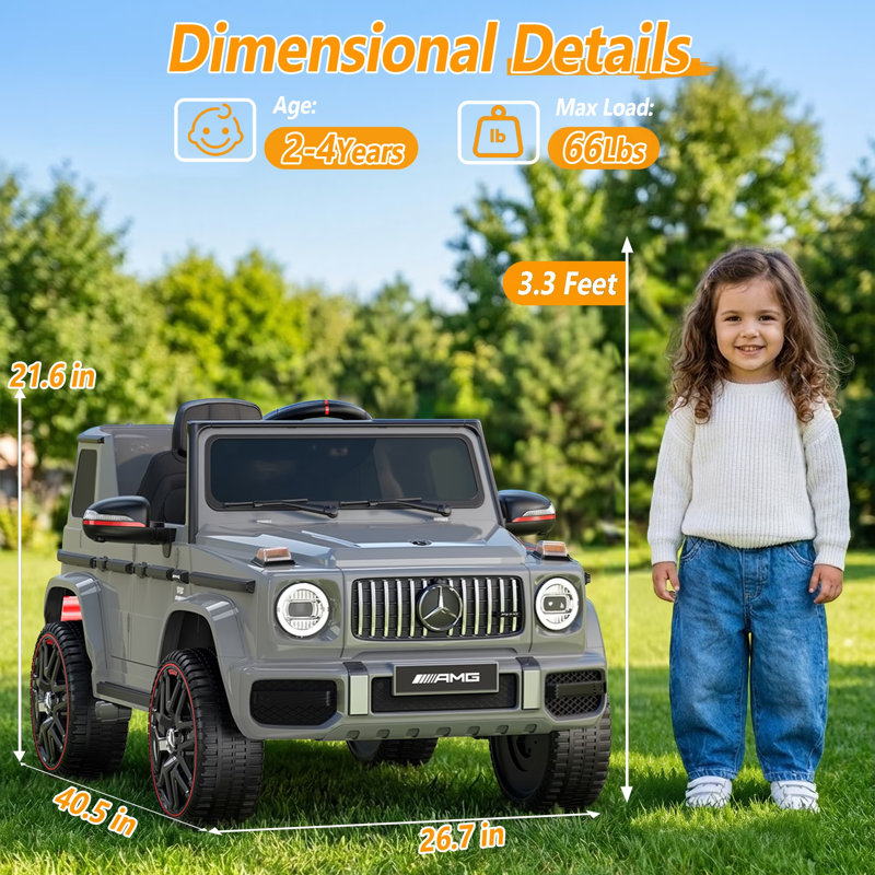 Voiture électrique homologuée DEARAUTO 12V 7AH pour enfants G63, voiture électrique pour tout-petits 12V, voiture pour tout-petits avec télécommande parentale et lumières DEL et musique, voiture électrique pour enfants