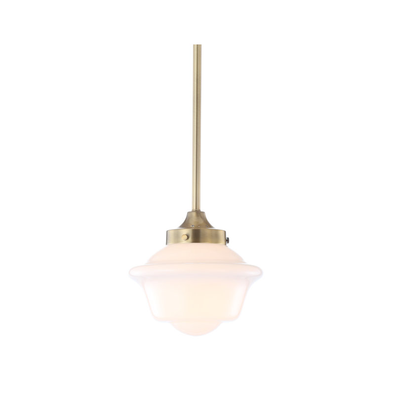Gallucci 1 - Light Pendant, Brass Gold, White, 9" H x 7.25" W x 7.25" D