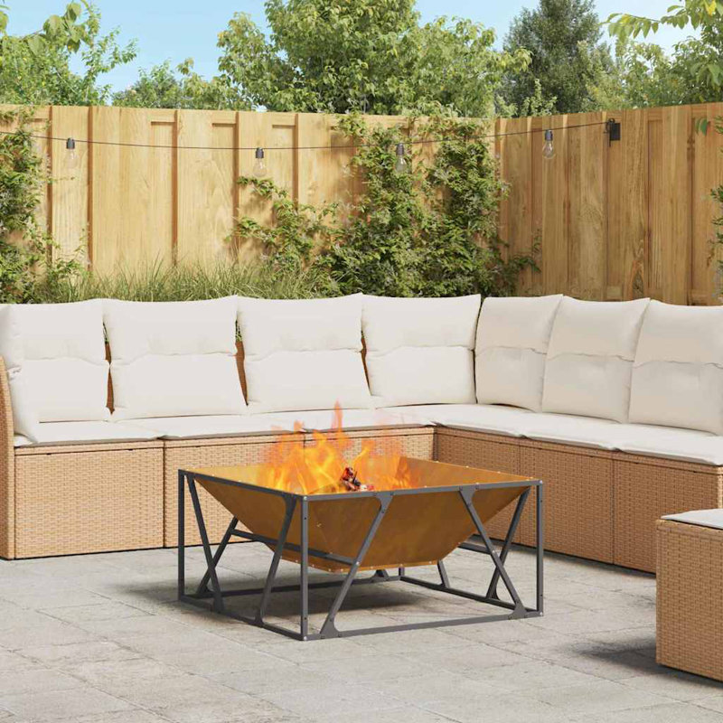 Outdoor Fire Pit, 40cm H x 80cm W x 80cm D, Brown