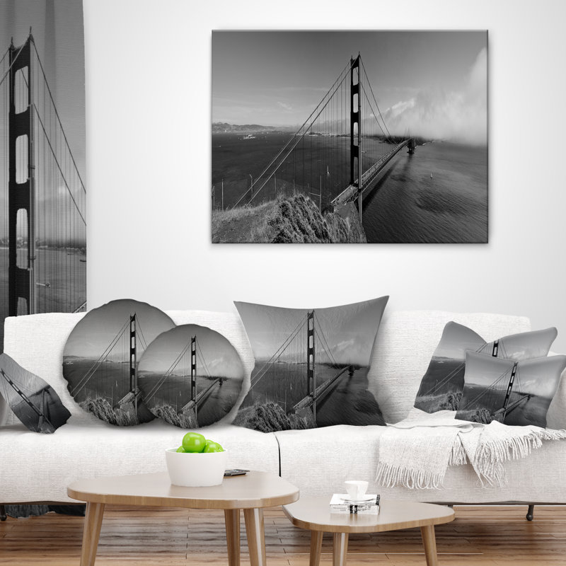 Coussin Gate Bridge, 18 po x 18 po, Coussin décoratif