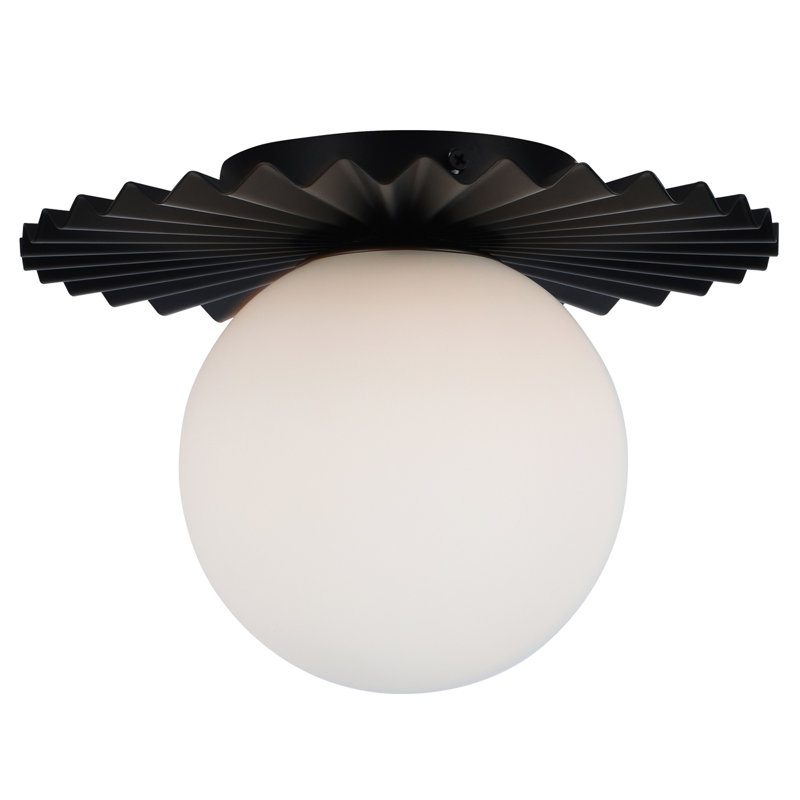 Plafonnier encastré 1 lumière en verre à intensité variable Abbey, Noir mat, H 7,1 po x l 9,8 po x P 9,8 po