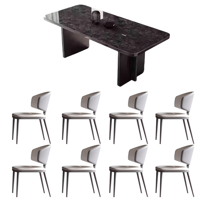Petit appartement simple, table et chaise modernes, Noir, noir, noir, noir, H 29,5 po x L 78,7 po x l 35,4 po