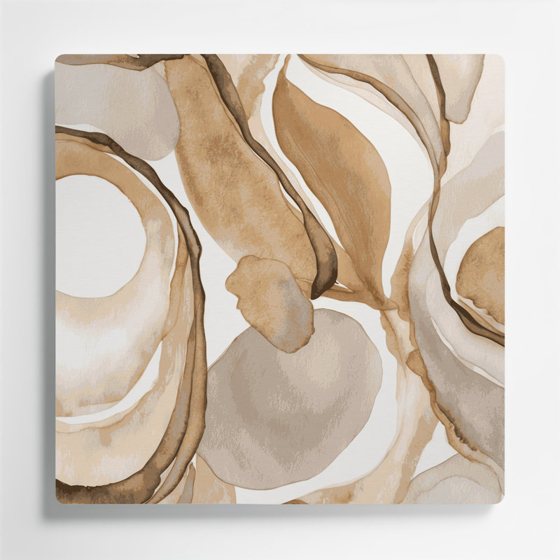 Aquarelle abstraite 24, art mural en métal beige, H 32 po x l 32 po