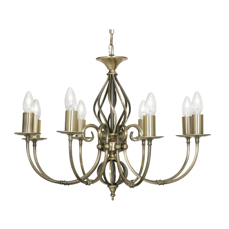 Bonifacio 8 - Light Candle Style Chandelier, Antique Brass