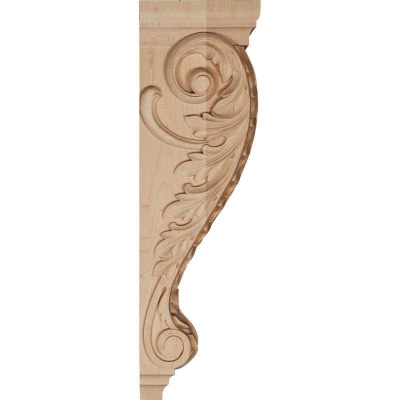 Large Unfinished Rubberwood Hand-Carved Acanthus Corbel
