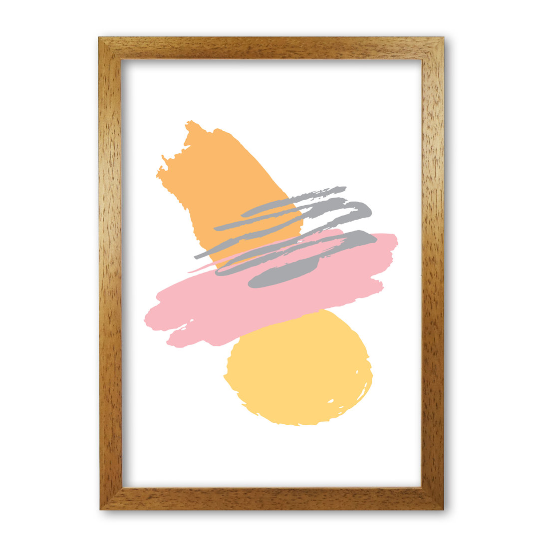 Pink and Orange Abstract Paint Shapes - Graphic Art Print on Paper
