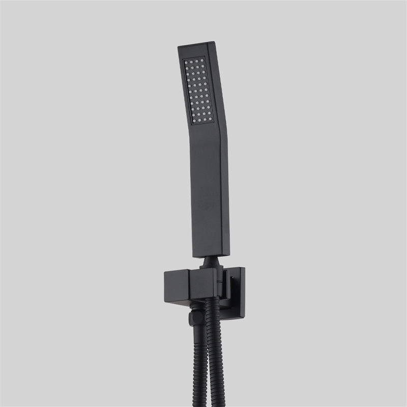 Ceiling Mounted Shower System Combo Set With Handheld And 16"Shower Head, Matte Black