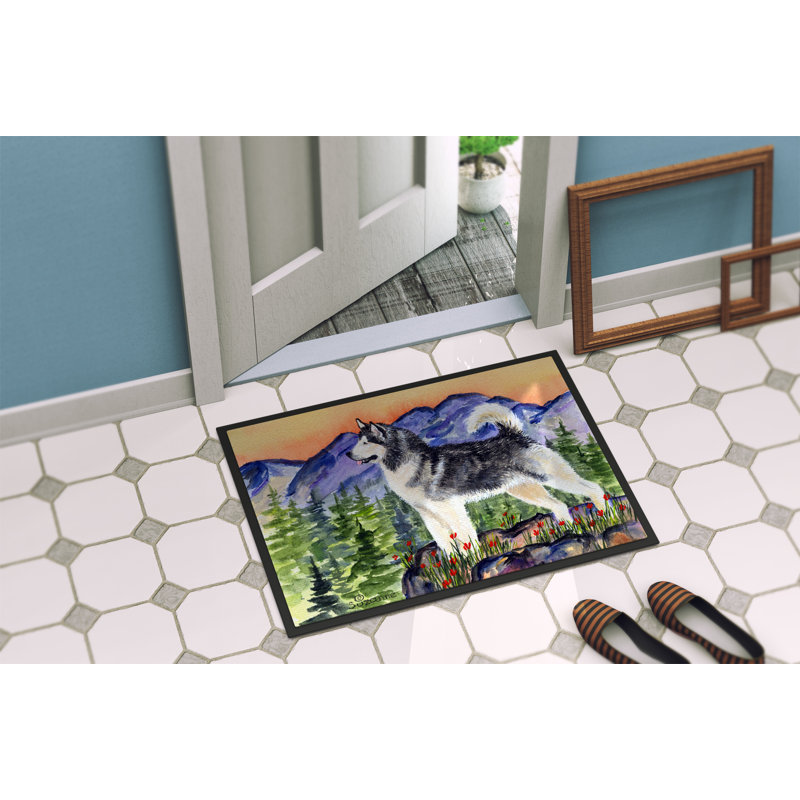 Tapis de porte d’intérieur anti-dérapant effet velours alaskan malamute, Rectangle 1 pi 6 po x 2 pi 3 po