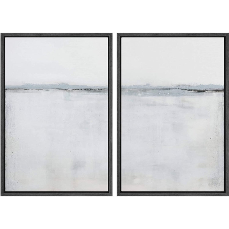 Ensemble de 2 peintures encadrées sur toile, Noir, H 24 po x l 32 po x P 1,5 po