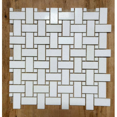 1x2 Thassos Basketweave with White Thassos Dot