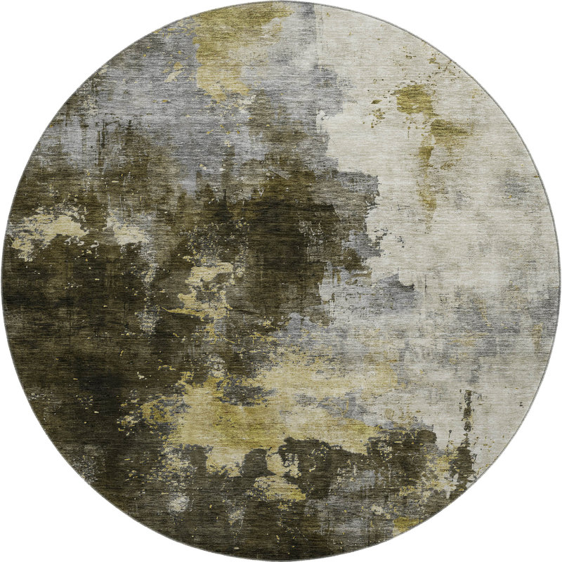 Premium Machine Washable Dahl AMF1072 Abstract Rug, Round 8'