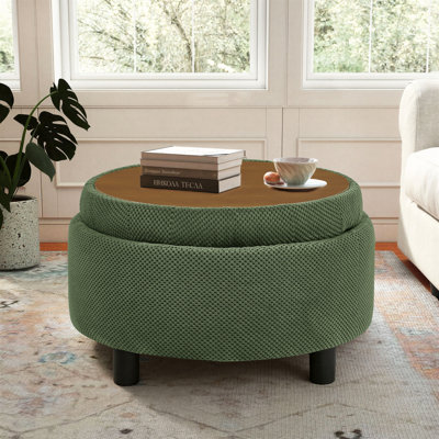 25" Round Storage Ottoman Coffee Table with Reversible Lid