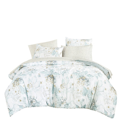 7‑Piece Watercolor Botanical Farmhouse Bed‑in‑a‑Bag Complete Comforter Set
