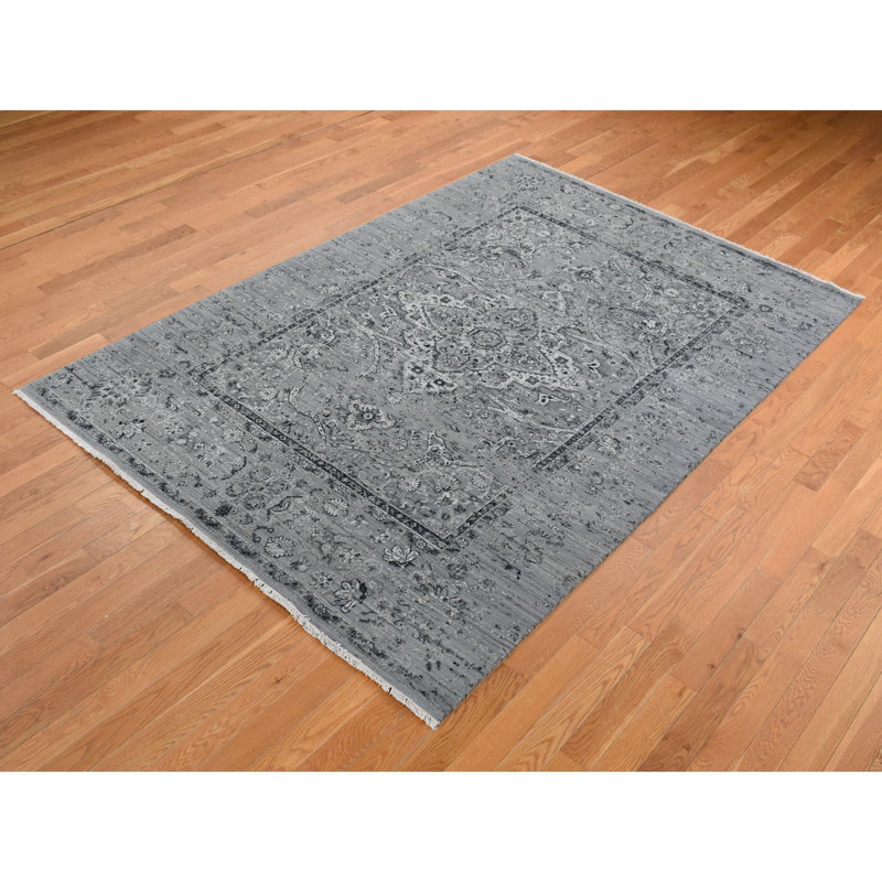 Tapis unique gris de 6 pi x 9 pi Joice