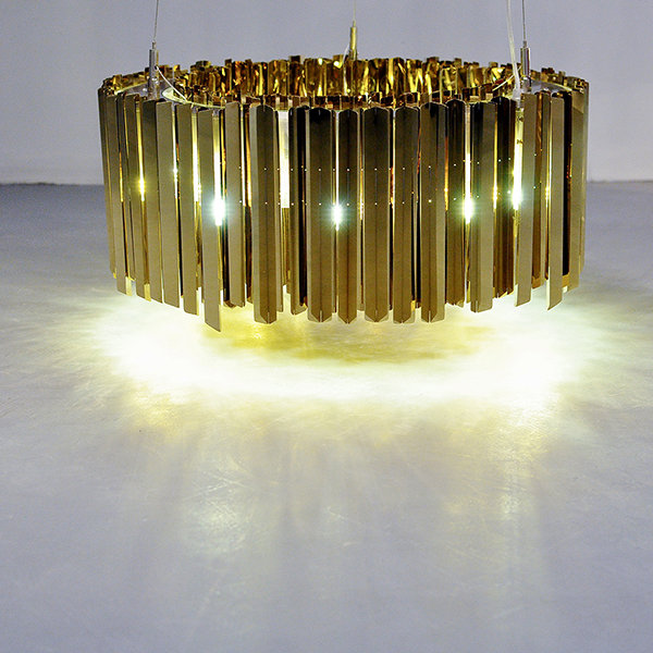 Facet Chandelier, 11.8" H x 23.6" W x 23.6" D, Polished Brass