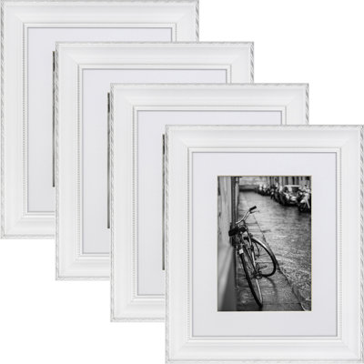 Averick Silver/Gold Solid Wood Picture Frame - Set of 4 with Mat