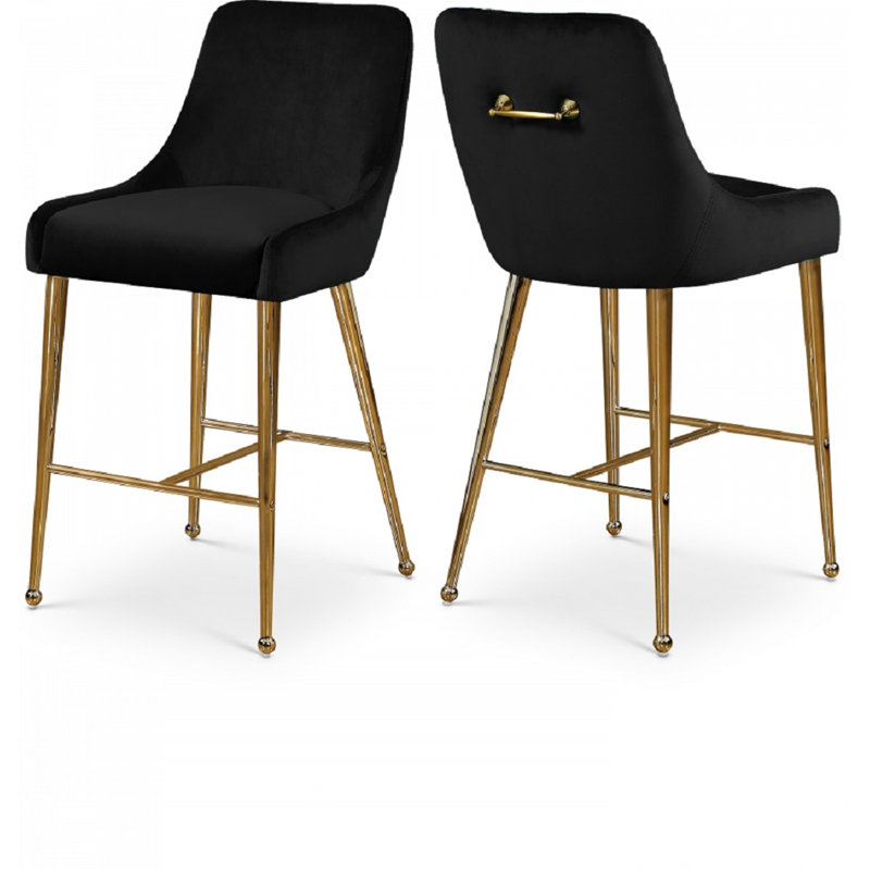 Tabourets de comptoir Owen, 25'', Velours noir