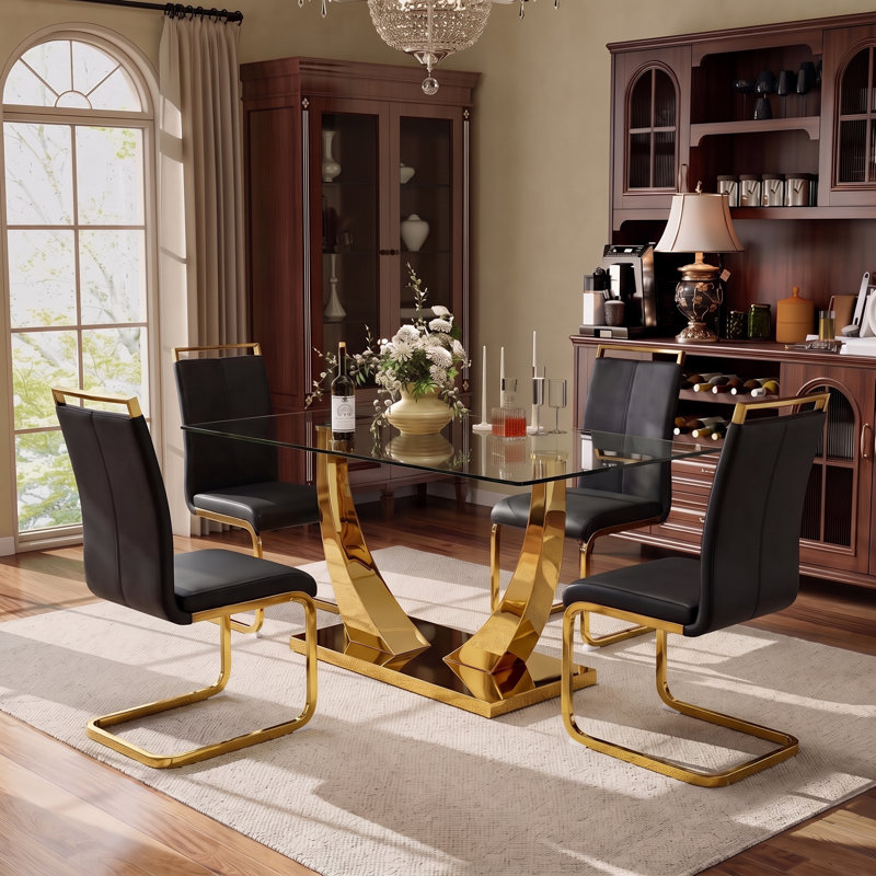 Table de salle à manger Plouffe, H 30,1 po x L 62,8 po x l 35,43 po, Gold