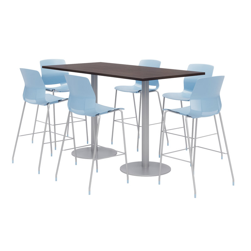 Ensemble de table de salle à manger rectangulaire 72 "et chaise, Espresso, Bleu ciel