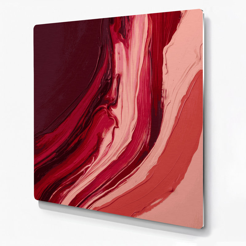 Abstrait couleur champ 8 rouge, art mural en métal, H 32 po x l 32 po