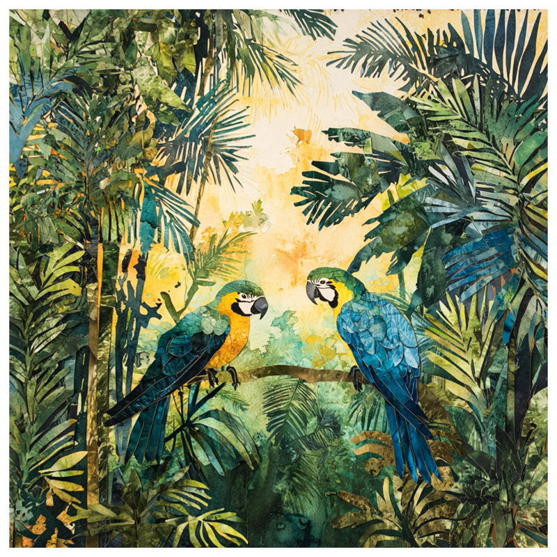 Tapis de bain Tropical Parrots In Jungle, L 24 po x L 17 po
