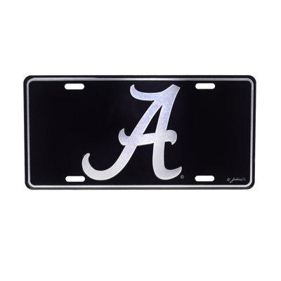 UNIVERSITY OF ALABAMA Crimson Tide Black Mirrored License Plate UA BAMA Auto Tag