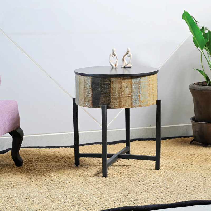 Talique Solid Wood End Table, 24" H x 20" L x 20" W