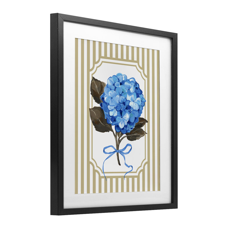 Ensemble d'hortensias avec impression encadrée sous nœud en verre, design par Adonna Ebrahimi, Cadre noir minuit