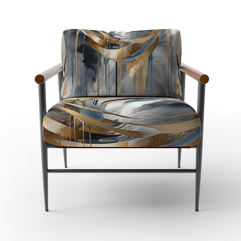 Formes abstraites et lignes infinies III - Fauteuil rembourré moderne, fauteuil d'appoint à formes géométriques, Noir