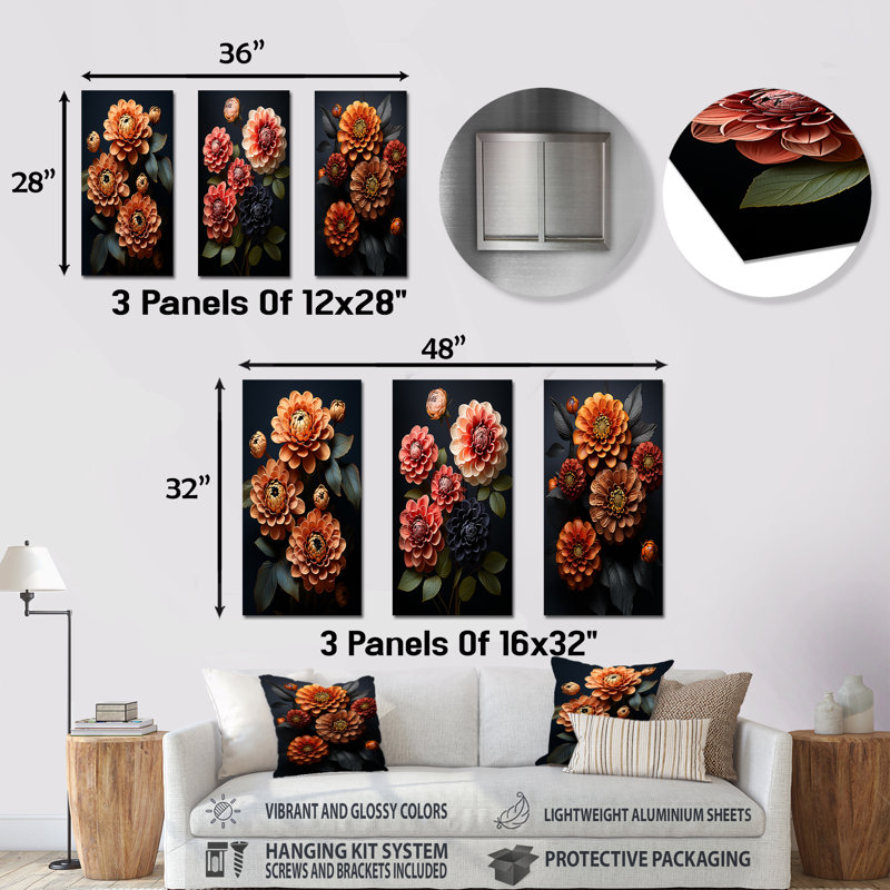 Ensemble de salon Zinnias Emerge From The Shadows - Zinnias, H 32 po x l 48 po