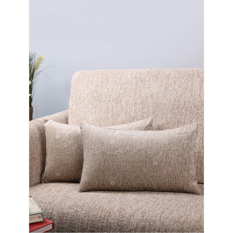 Housse de coussin en jacquard couleur pierre Paisley (ensemble de 2)