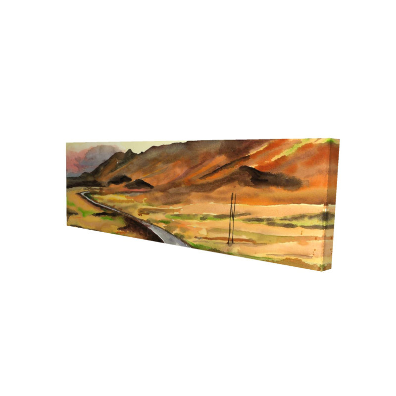 On the Road in Iceland Canvas - Bedroom Mountains Brown Decor