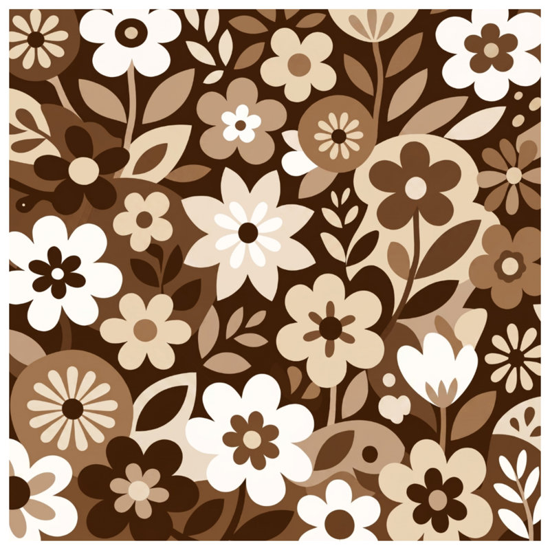 Rideaux de douche extra longs à motifs floraux et botaniques, 70in W x 72in H, Brun moyen / beige clair