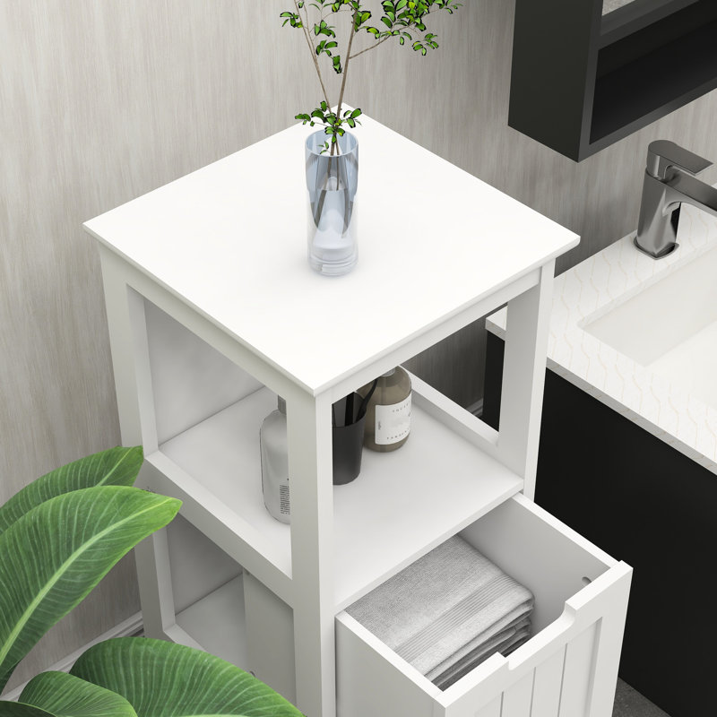 Armoire de salle de bain blanche - 2 tiroirs et 1 tablette pour ranger les fournitures