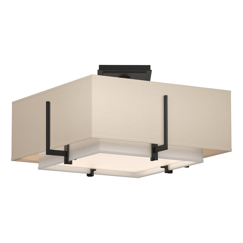 Plafonnier semi-encastré 2 lumières Exos, Anna ton naturel, Noir