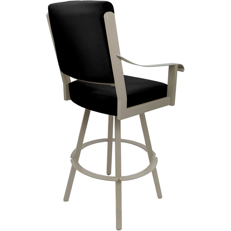 Tabouret de bar pivotant en cuir 34 po, Noir / Beige