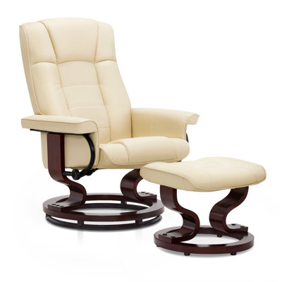 Padang Sidempuan Swivel Recliner, Multi-Position Leisure Chair with Ottoman and Adjustable Back, Faux Leather