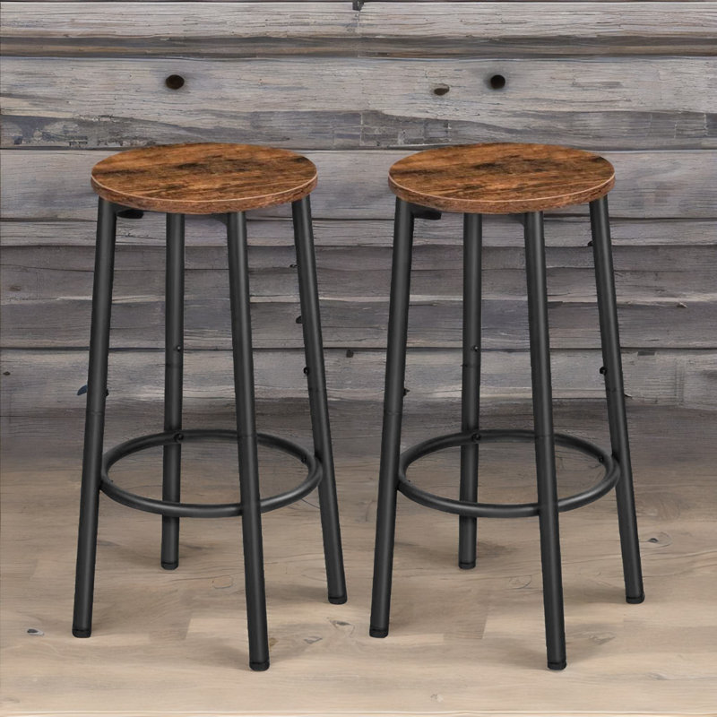 Rustic Industrial Bar Stools with Metal Frame Kitchen Furniture Chair Dining, Brown
