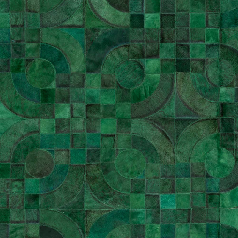 Optico Cowhide Geometric Area Rug in Green, Rectangle 5'5" x 7'9"
