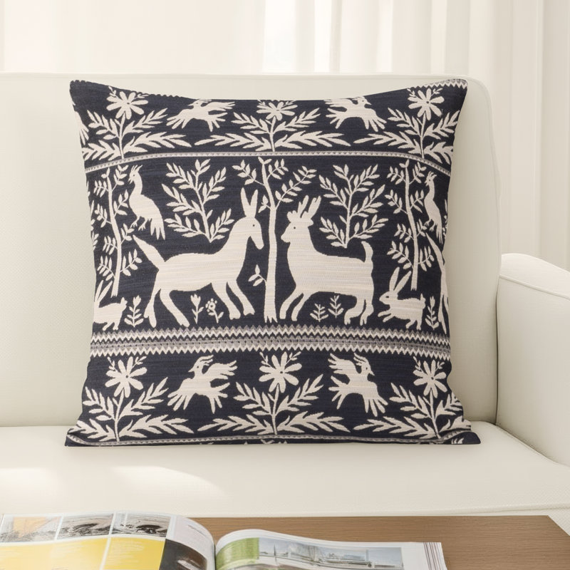 Leandra Bernardine Indigo Throw Pillow, Polyester, Square 16"